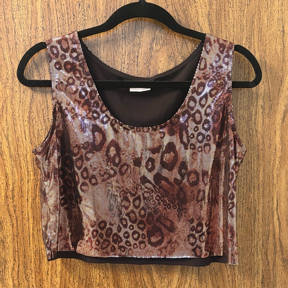 Metallic Leopard Print Sleeveless Top